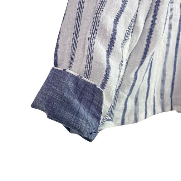 Chico’s Striped Linen Blazer Jacket size 14 Blue White - Picture 6 of 9